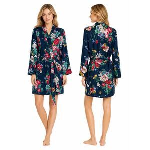 Johnny Was Evelyn Silk Sleep Robe Floral Print Cozy Size XS